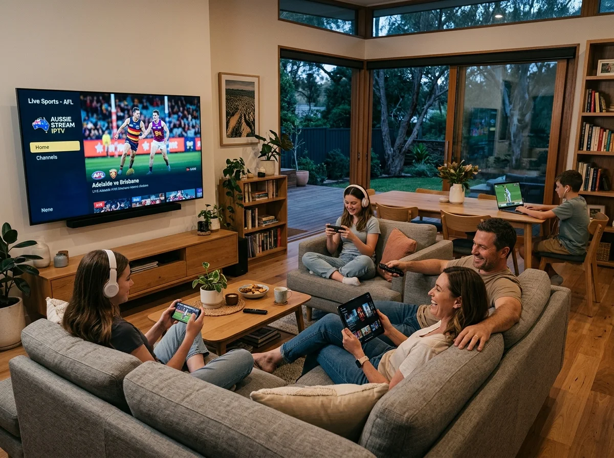 Australian household watching IPTV on multiple compatible devices