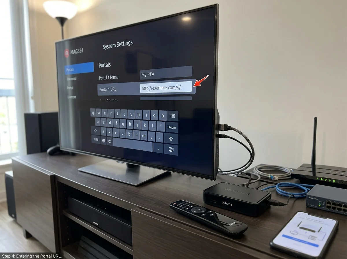 MAG box IPTV configuration screen
